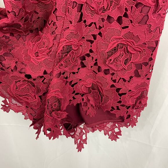 Lovers + Friends Women's Peony Romper 3" Inseam Burgandy Wine Red Size S - Picture 4 of 9